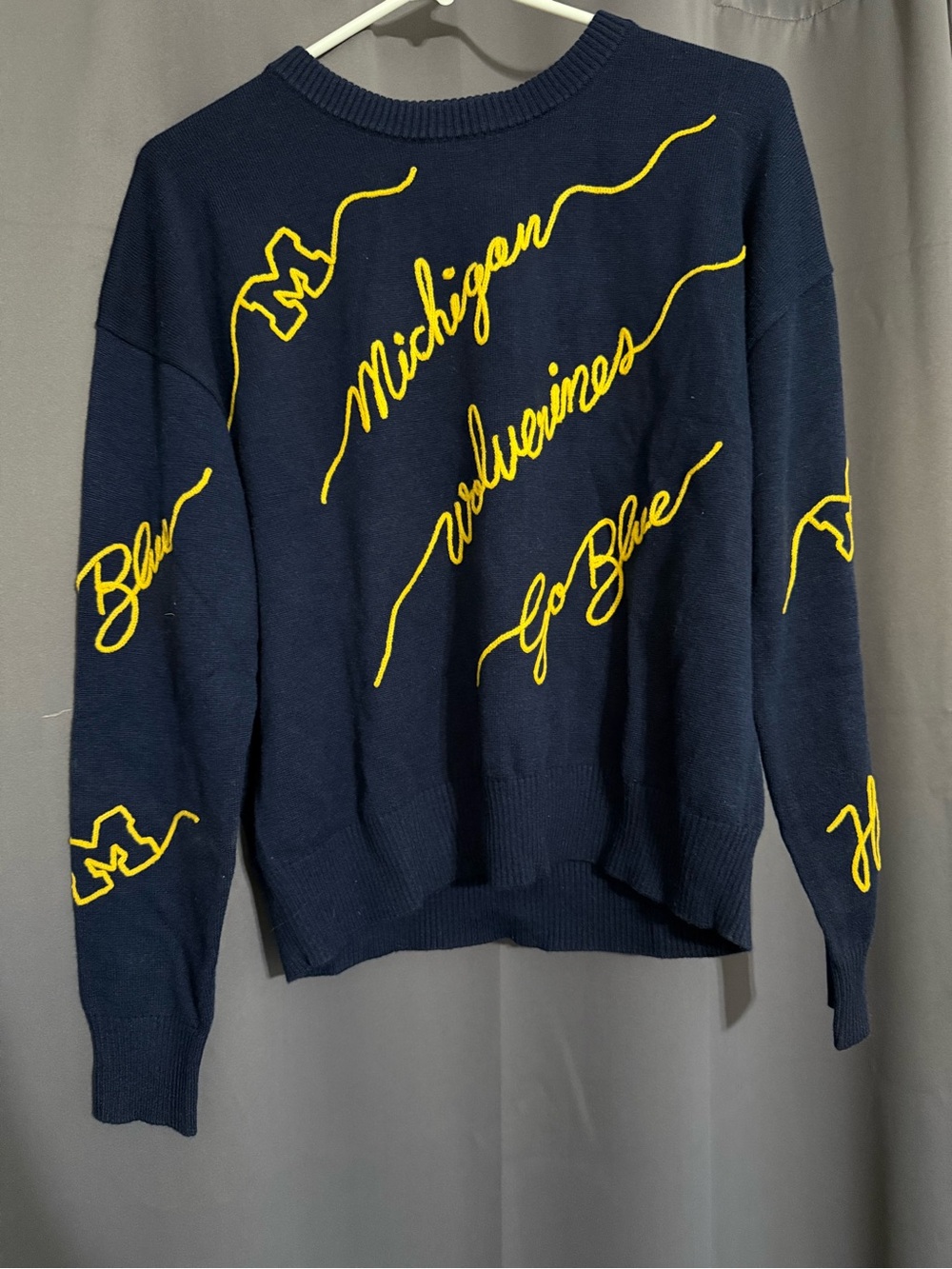 Michigan Wolverines Love Letter Sweater - Maize And Blue - L